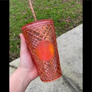 Peachy jeweled grande 16oz tumbler!